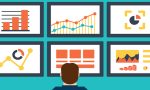 Flat vector illustration of web analytics information and development website statistic